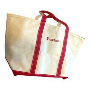 L.L. Bean “Grandma” Large Red and White Boat and Tote with Zipper